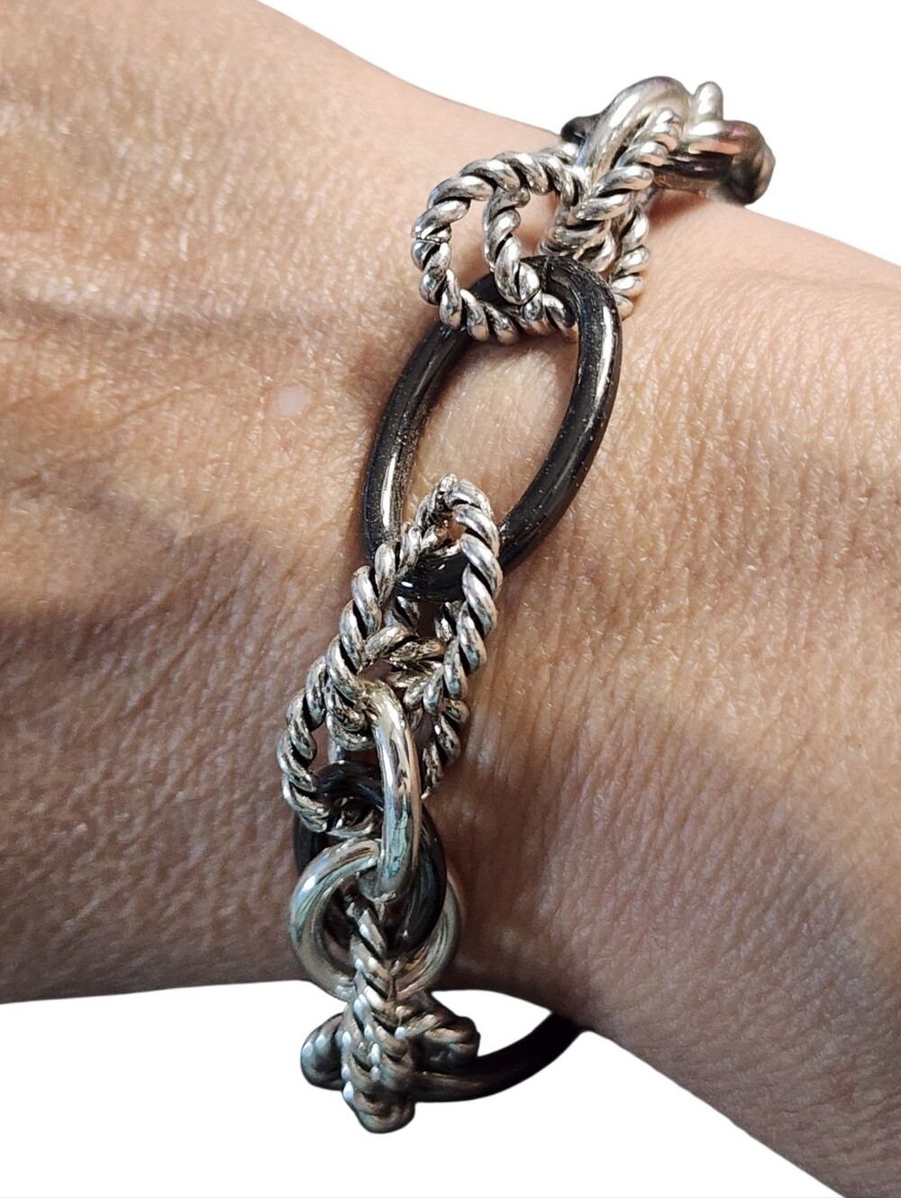 Dana Buchanan Silvertone Twisted Link Bracelet